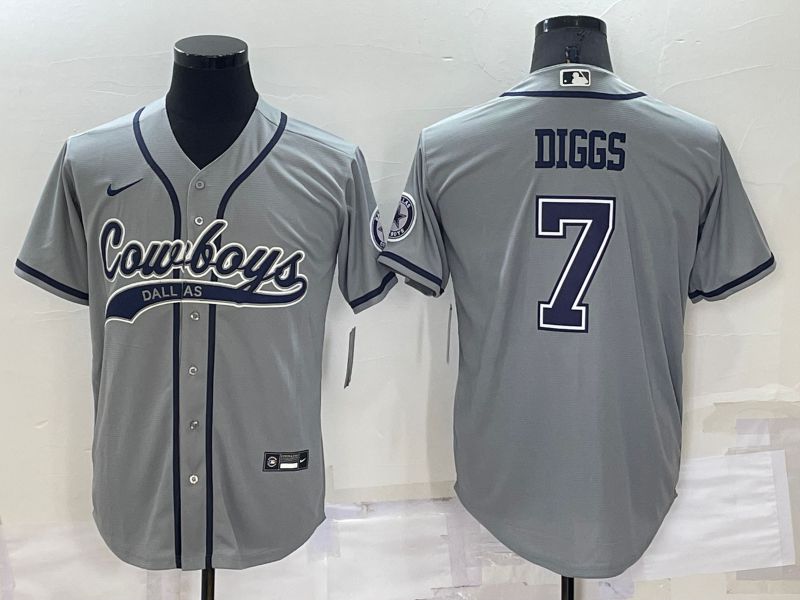 Men Dallas Cowboys #7 Diggs Grey Nike Co branded Jersey